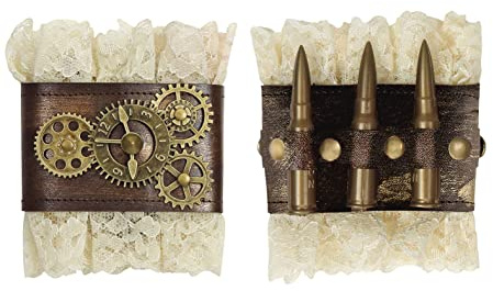 W WIDMANN MILANO Party Fashion 09775 - Steampunk Manschetten, aus Spitze, Armbänder, Schmuck, Karneval, Mottoparty