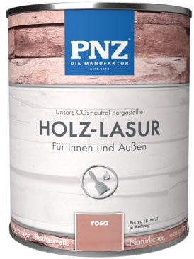 PNZ Holzlasur für Innen und Außen | lösemitttelfreie Farblasur | Nachhaltig hergestellt mit regionalen Rohstoffen | für alle Hölzer, auch Bienenhäuser, Gebinde:0.25L, Farbe:rosa