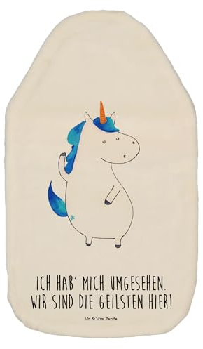 Mr. & Mrs. Panda Wärmflasche Einhorn Mann - Geschenk, Einhörner, Bettflasche, Freundin, Kleine Wärmflasche, Wärmflaschenbezug, Wärmflasche mit Bezug,