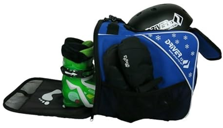 Driver13 Bolsa Infantil para Botas de esquí (bootbag), Bolsa para Botas de esquí Infantiles y Boots de Snowboard, asa de Transporte, Azul
