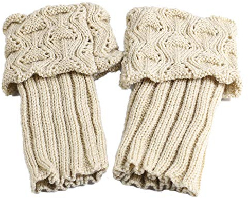 Asudaro Damen Mädchen Winter Beinwärmer Stulpen Strümpfe Stretch Boot Bein Manschetten Stiefel Socken Knit Stiefelsocken Topper Cuff Kniestrümpfe 1 Paar