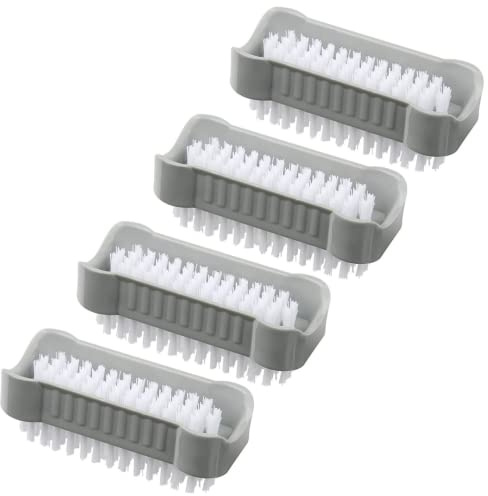 AMATHINGS Handwaschbürste doppelseitig für gründliches universelles Reinigen (Grau) – Nagelbürste Handbürste (4 Stück) – Reinigungsbürsten ideal für Oberflächen und Hände