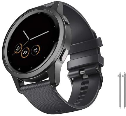 NotoCity Armband für Garmin Vivoactive 4S, Venu 2S/3S, Forerunner 255S/265S, 18mm Ersatzarmband für Vivomove 3S (39mm), Active S, Move 3S, Silikon Armband für Männer und Frauen(S, Schwarz)