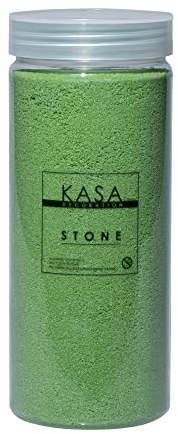 KASA DECORATION Sable pailleté coloré vert pour décorations, 1120 g, 11 couleurs décoratives en pots rigides avec bouchon à vis, fin 0,2 - 0,6 mm, idéal pour vos idées décoratives