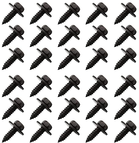 Ltsbaed Blechschrauben Selbstschneidende 30 Stück Schwarz Hex Self Tapping Screws 4.8mm x 19mm mit Scheiben Selbstschneidend Schrauben Universalschrauben Sätze Blechschrauben Sechskantkopf für Autos