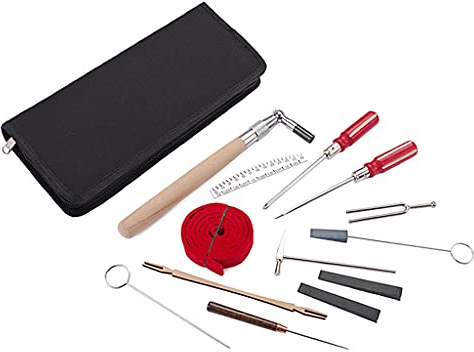 Alnicov Professionelles Klavier-Stimm-Set, 14-teiliges Stimmgerät inkl. Universal-Klavier-Stimmschlüssel, Stimmhammer, Gummi-Muffer, Temperament-Streifen, Stimmgabel, DIY-Stimmwerkzeuge mi