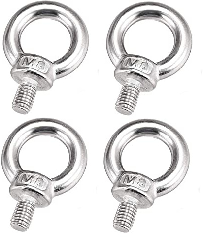 SyiXute 4 Piezas Pernos de Ojo Rosca Macho,Pernos de Ojo de Acero Inoxidable 304,Cancamo M8 para Levantamiento de Vida y Varios Equipos de Elevación de Ingeniería (M8 x 13 mm)