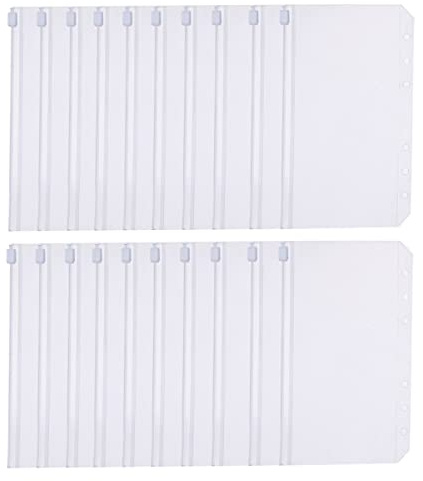 A6 Binder Taschen, Rluobo 20 Stück PVC 6 Löcher Binder Reißverschluss Ordner Wasserdicht Geld Budget Umschläge für Notebook-Planer Einlegeseiten Loseblattbeutel, Budget Planner Zubehör