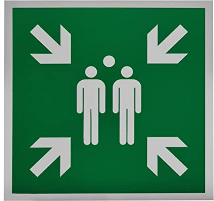 Betriebsausstattung24 Hinweisschild „Sammelstelle“ - 40,0 x 40,0 cm - Alu beschicht. - Fluchtwegschilder nach Norm - DIN EN ISO 7010 E007 - ASR A1.3 E007