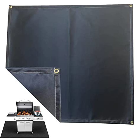 Black Fire Pit Protection for Decking, Grass, Patio - Reusable Heavy Duty Flame Retardant Mat (100 * 93)