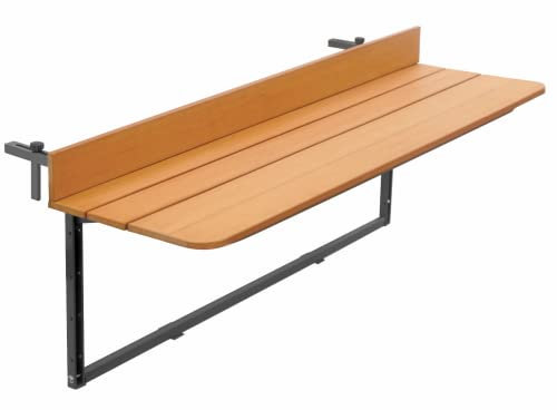 Gruppo Maruccia - Tavolo per Balcone e Ringhiera Pieghevole - Struttura in Alluminio e Legno Sintetico - Regolabile in Altezza - Colore Antracite - 120x37cm