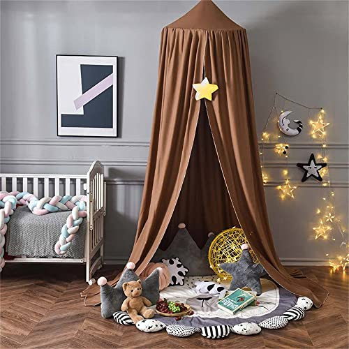 Surwin Dosel de Cama para Niños Niña Bebés Mosquitera Dosel Cama Individual Matrimonio, Redonda Toldo de Cuna de Castillo de Dormitorio Decoración de Dormitorio, Habitación (Marrón)