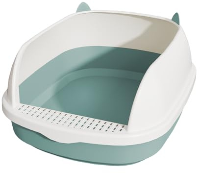 Milageto Toilette per Gatti, Lettiera per Gatti con Lati Alti, Toilette Chiusa per Gatti Semi Aperta, Lettiera Gatto Grande per Gatti e Conigli, Non Assorbe Mai Gli Odori, blu S
