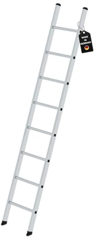 PROREGAL Sprossen-Anlegeleiter ohne Traverse | 8-Sprossen | Leiter, Teleskopleiter, Trittleiter, Bockleiter, Sprossen-Doppelleiter