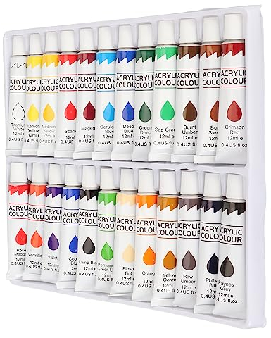 Gouache-Farbsets, 24 Farben, Starke Deckkraft, Acryl-Gouache, Haltbar, Je 12 Ml, Wasserfest, Mit Farbkarte Für Stein Für Anfänger