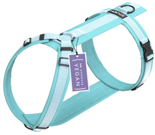 STUCH Y-Hundegeschirr gepolstert & verstellbar – formstabiles, Robustes Nylon Geschirr für kleine & große Hunde – 100% Vegan & PETA Zertifiziert (Türkis, XXS)