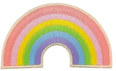 Rosa Regenbogen Aufnäher zum aufbügeln oder aufnähen Bügelbild Aufbügler für Kleidung gestickter Bügelflicken Applikation LGBT Patch Größe 7,2 x 4,2 cm