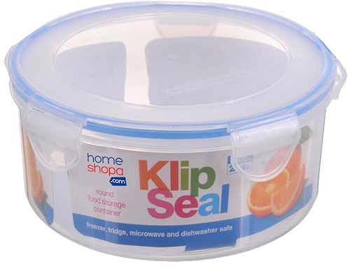 HOMESHOPA Plastic Airtight Food Storage Container, 2.3 Litre 1 Pack Round Leakproof Stackable Container with Clip-Lock Lid, BPA Free Reusable Meal Prep Lunch Box, Microwave Freezer & Dishwasher Safe