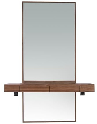 Ángel Cerdá - Mueble Recibidor con Espejo y Consola de Nogal - Mueble Entrada con Cajones Soft-Closing - Moderno, Duradero y Funcional - 120 x 35 x 180 cm