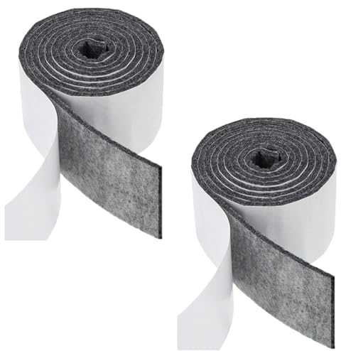 OQKAHIV Set de 2 Rollo de Almohadillas Fieltro Adhesivo para Muebles (100x2cm), 4mm de Espesor, con Protección Antideslizante para Patas de Mesa, Sillas y Pies de Muebles, Adaptables a Cualquier Forma