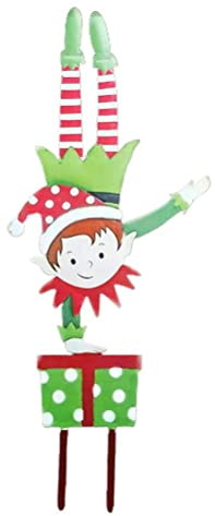 Christmas Decorations Christmas Elf Garden Stake Christmas Metal Gnome Yard Stake Wrought Iron Elf Ornament Yard Signs Decor Outdoor Holiday Decoration (38 * 15cm #81)