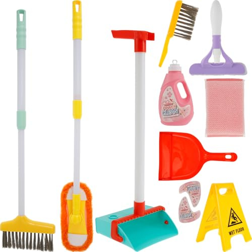 13 Pcs Kids Cleaning Set, Adjustable Toddlers Cleaning Toy Sets, Montessori Kids Housekeeping Toys Skill Developmental Kid Broom and Mop Sets Gift for Toddlers Girls Boys