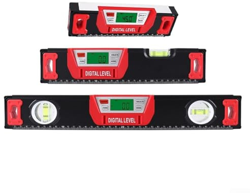 HEBEOT Nivel de burbuja digital de aleación de aluminio de alta precisión, nivel eléctrico magnético impermeable, pantalla LED grande, apagado automático (40 cm)