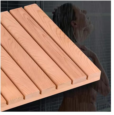 QWEASDF Holz Dusche Bad,Natürlich badematte holzmatte, Matte Robust Dauerhaft rutschfest,Quadrat Lattenrost Designr, Fußboden Matten Leicht zu Reinigen,anpassbar Form und Größe(W70xL90cm/W28xL36in)