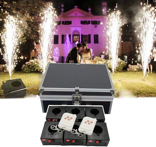 WHRAOY Mini Base per Fuochi D'artificio -con Valigia, 4/6/8/12 Ricevitore +2 Telecomando, Ricevitore Pirotecnico A Freddo, Macchina per Fontana di Scintille, per Il Palco della Festa,6pcs
