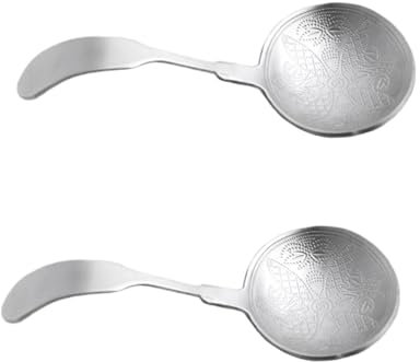 SHOWERORO 2 Stück Praktischer Runder Teelöffel Aus Edelstahl Keramikmaterial Ergonomischer Griff Geeignet Für Verschiedene Teesorten