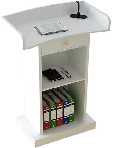 NESPIQ Podiumständer Rednerpult Mit Aufbewahrungsregal, Podien, Praktischen Rednerpulten Mit Schallwand-Design, Podiumsständer, Kanzeln Für Kirchen Stehpult Rednerpult(D)
