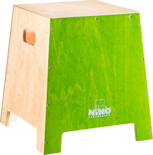 Nino Percussion Kleine Stapelbare Cajon, Grün (NINO990GR) | Musikinstrument für Kinder ab 3 Jahren, Schlagfläche Baltische Birke