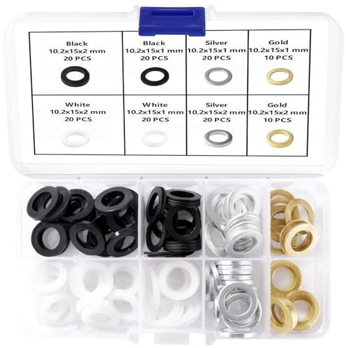 YIXISI 140 Pièces Rondelles de Porte en Nylon, Laiton, Acier au Carbone, 10.2x15x1/2 mm, Washer Type Blocage Fendue, Pour Charnières de Porte, Contenu de L'emballage: 70x1mm et 70x2mm