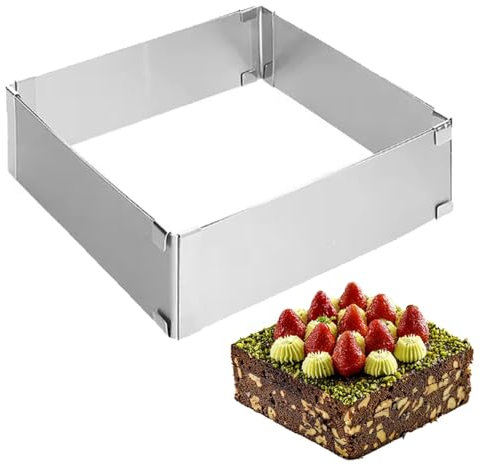 Anicy Telaio da forno rettangolare regolabile – 5 cm alto anello per torta regolabile, riutilizzabile in acciaio inox, anello rettangolare per torte a strati, decorazione