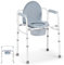 Careboda Chaise percée de chevet avec seau pour personnes âgées, siège percée portable extra large pour toilettes, chaise pliante en acier avec 5 hauteurs réglables, capacité de charge de 158,8 kg