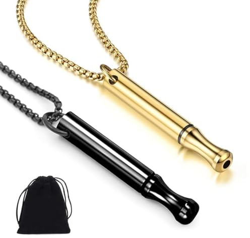 2 cigarrillos falsos para dejar de fumar, collar de acero inoxidable para hombres y mujeres, con respiración lenta, dorado y negro.