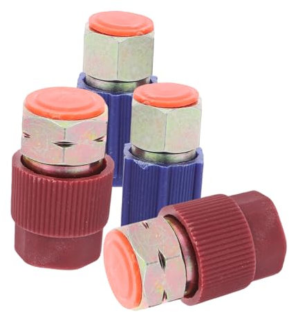 Zerodeko Adaptadores para Puerto de Carga de Aire Acondicionado de Coche Juego de 4 con Válvulas Removibles y Fácil Instalación Color Aleatorio Compatible con R134a y Conexión Rápida