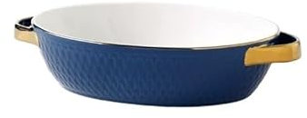 Lizhuzhuzs28 Cooking teglia Forno Teglia Rettangolare con Bordi Dorati for la Cottura nel Forno a microonde Domestico teglie da Forno per Lasagne(Blue)