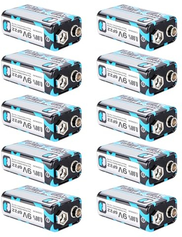 Lot de 10 cellules de batterie 9 V 6F22 - Tension stable - Faible auto-décharge - Pour gadgets électroniques