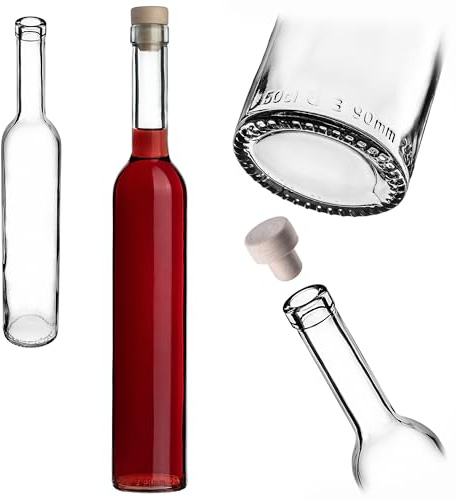 KADAX Glasflaskor 500 ml med kork – tomma flaskor för påfyllning för likör, snaps, olja och vinäger, perfekt att ge bort, återfyllningsbara glasflaskor