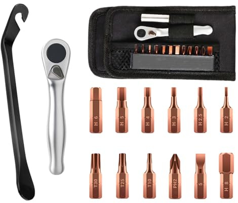 14 Piezas Bicycle Set,Bicycle Set,Kit De Herramientas De Reparación De Bicicletas,Llave Dinamométrica Juego,Juego De Carraca Bicicleta,Juego De Llaves DinamoméTricas,para reparaciones de bicicletas