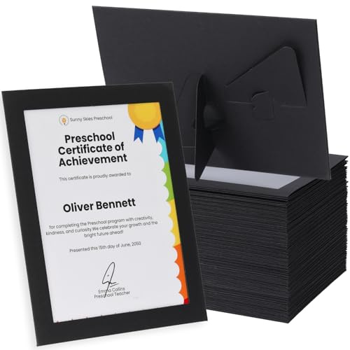 8.5x11 Picture Frame with Clear Window and Easel Back - Cardboard Document Frame for Certificates, Diplomas, Degrees, Awards, and Art Photos - Perfect for Gallery Wall or Desktop Display (10 Count, Black)