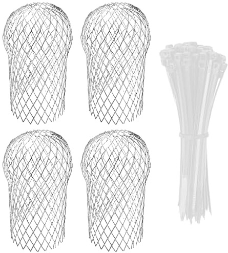 4 Pcs Aluminum Gutter Guards with Cable Ties, 3.5 Expandable Downspout Leaf Strainer for 2-4 Pipes - Flexible Metal Mesh Filter to Stop Leaves, Debris & Prevent Clogs