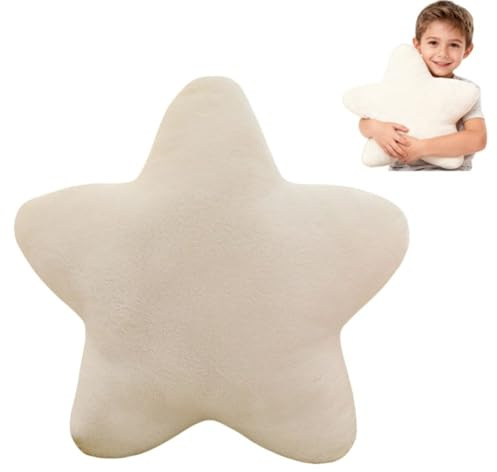 Generisch Kuschelkissen Kinder Sternkissen, Stern Plüschkissen, Weiche Flauschige Sternform Zierkissen Sofakissen, Plüsch Kissen Dekokissen für Kinderzimmer Schlafzimmer Deko (Weiß, 30 cm)