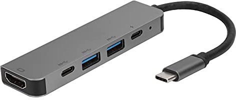 Hub USB C 5 en 1, Adaptador Thunderbolt 3 con HDMI Ethernet 3 Puertos USB 3.0, concentrador de Carga PD para Pro Air, Salida HDMI 4K, Suministro de energía de 87 W, función OTG,