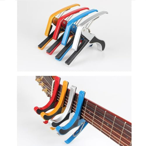 TEMPNAP 4 STÜCKE Gitarren kapodaster Metall Clip Verstellbarer Capo für Akustikgitarre Ukulele Banjo Mandoline Robuste Spannung Kratzfest für Anfänger und Profis Geeignet