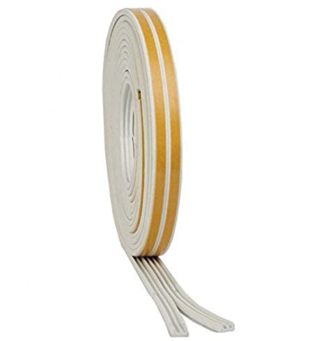 Merriway BH05977 (2 Pcs) StormSeal Door & Window E-Profile Draught Excluder, Self Adhesive EPDM Rubber Weatherstrip, White 5 Metres (16.1/4 foot) - Pack of 2 x 2.5 Metre