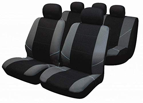 UKB4C Black/Grey Full Set Front & Rear Car Seat Covers for Universal Fit