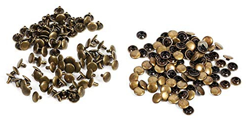 Lot de 100 rivets creux 10 x 8 mm en fer double capuchons en cuir, rivets pour bricolage bricolage décoration, 1.00V