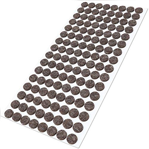 Adsamm® / 128 x self-adhesive wool felt pads/brown/Ø 12 mm/round / 3 mm thick extra soft natural stick-on felt furniture glides/furniture protective pads